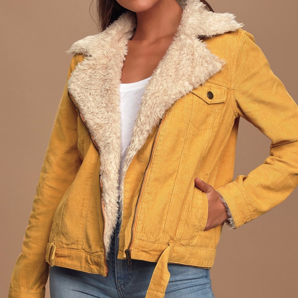 MINK PINK Laps Around The Sun Yellow Corduroy Moto